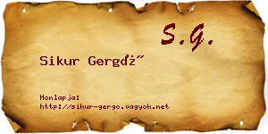 Sikur Gergő névjegykártya